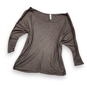Brown Off-The-Shoulder Relaxed Tee, Women's S